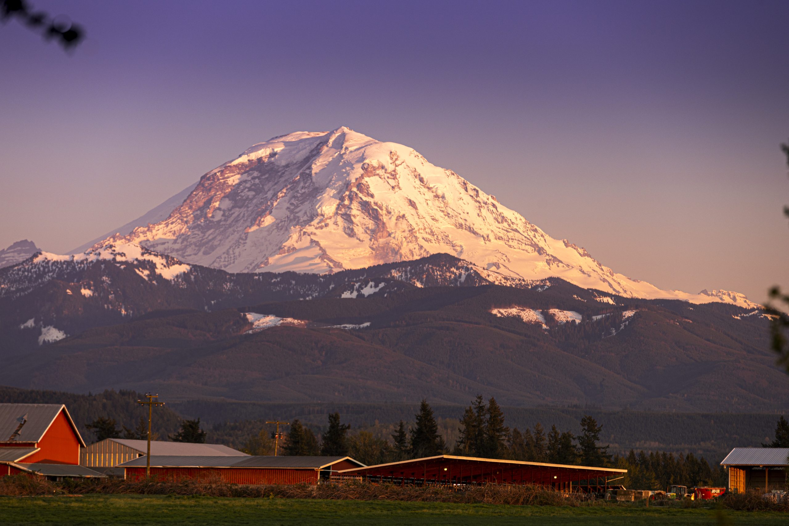 Rural community with Mt. Rainier in the background