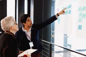 Members of NWPHEPR prioritize key activities on a sheet of easel paper