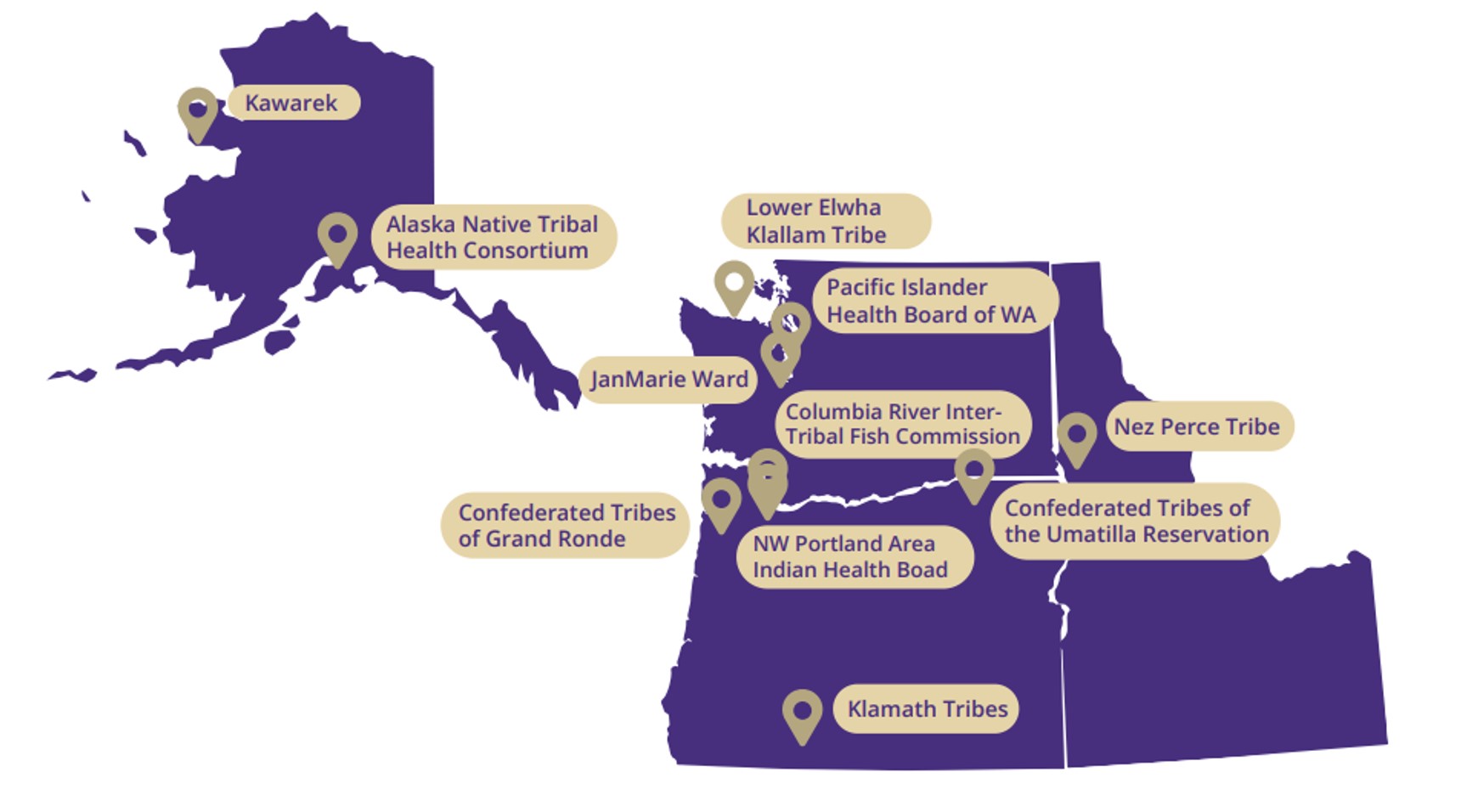 Visual overview of the members of the Tribal working group