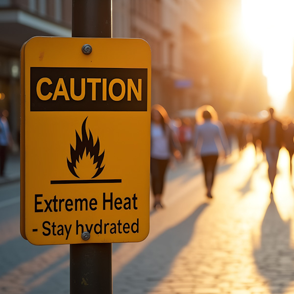 Image of a sign warning about extreme heat
