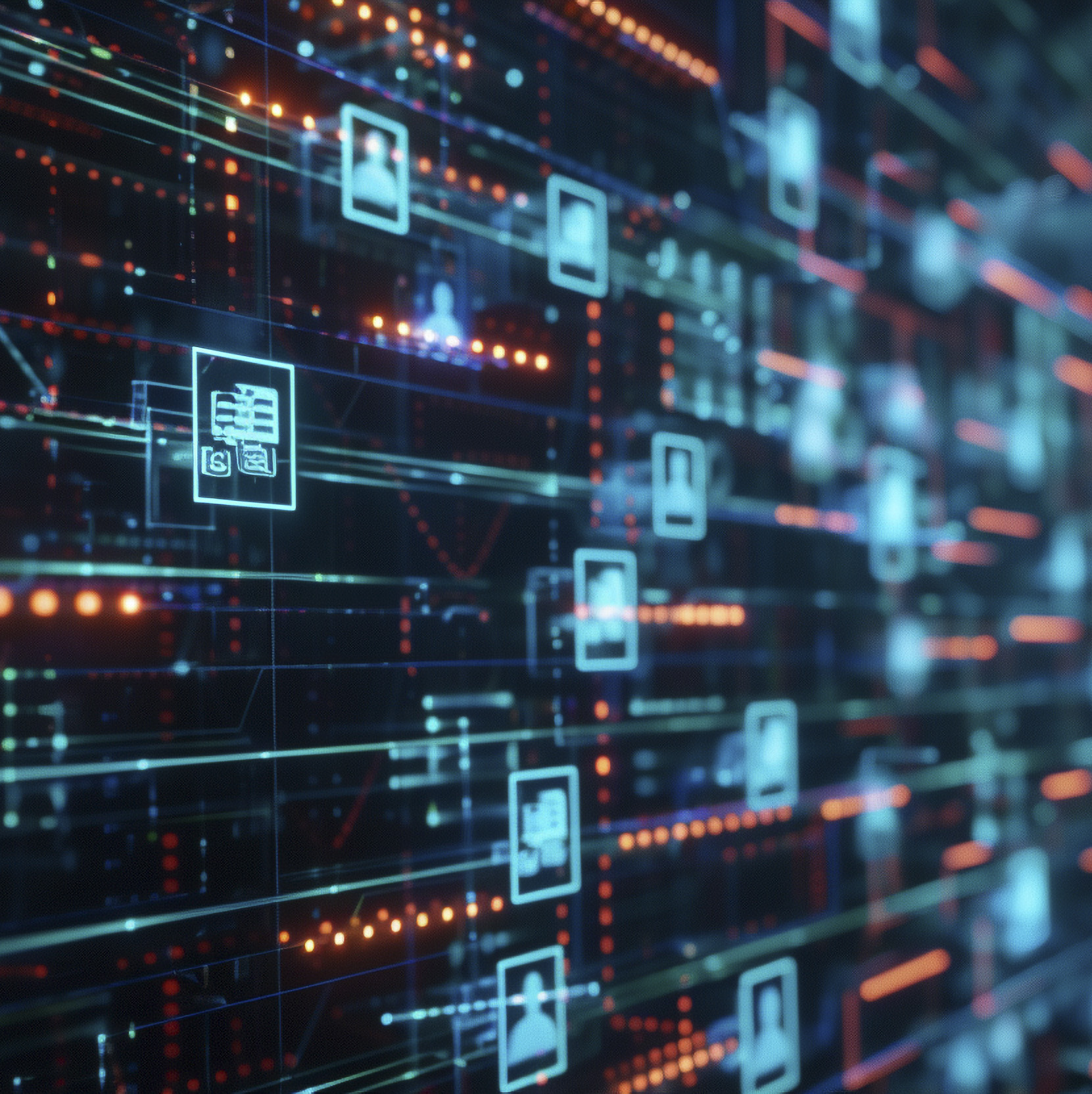 An encrypted network visualized on a monitor
